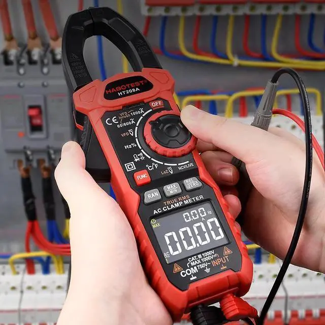 Alt view image 2 of 7 - First picture~Clamp Multimeter DC Curent Clamp Meter Digital professional True RMS  Capacitance AC DC Ohm Hz C/F pinza Amperimetrica Tester(Red HT206D 600A AC DC
)