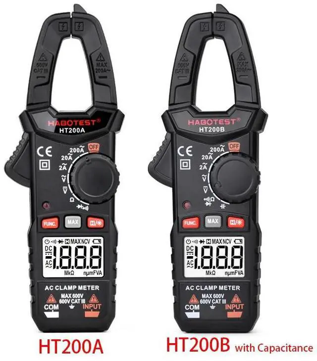 Alt view image 6 of 7 - First picture~Clamp Multimeter DC Curent Clamp Meter Digital professional True RMS  Capacitance AC DC Ohm Hz C/F pinza Amperimetrica Tester(Red HT206D 600A AC DC
)