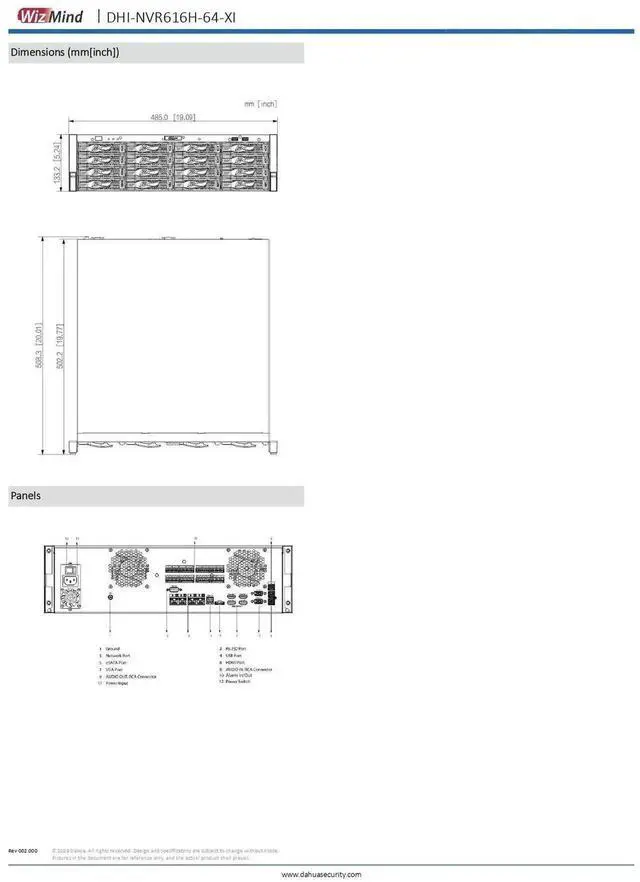 Alt view image 14 of 14 - Dah,ua 4k 8k 32MP 64CH AI NVR616H-64-XI 3U 16HDDs WizMind Network Video Recorder