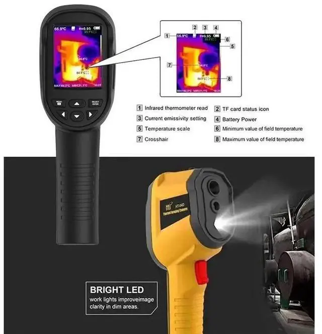 Alt view image 2 of 7 - HT-04D Handheld Infrared Thermal Imaging Camera HD IR Temperature Detector Tool