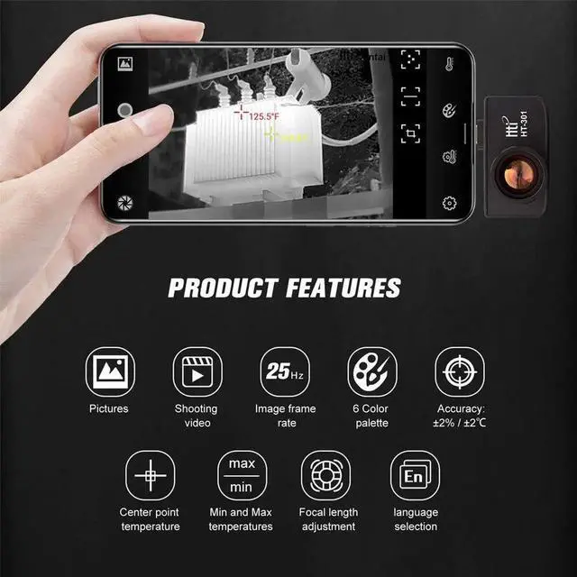 Alt view image 2 of 7 - 384x288 USB Manual Focus Infrared Thermal Imaging Camera for Android HT-301