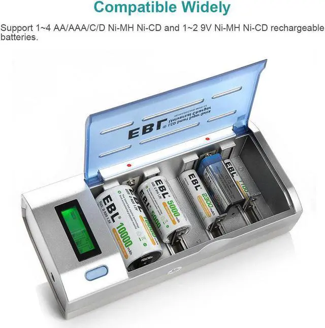 Alt view image 5 of 6 - LCD Smart Battery Charger For AAA AA C D 9V Ni-MH Ni-CD Rechargeable Batteries