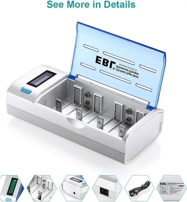 Alt view image 3 of 6 - LCD Smart Battery Charger For AAA AA C D 9V Ni-MH Ni-CD Rechargeable Batteries