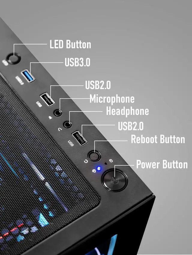 Alt view image 2 of 7 - High FPS Gaming PC Computer Desktop Ryzen 7 5800X up to 4.7GHz, GeForce RTX 2080 GDDR6, 16GB DDR4 RAM, 1TB NVMe SSD, WiFi 6 & Bluetooth 5.4, Windows 11, 9× ARGB Fans, High-Performance Gaming Tower