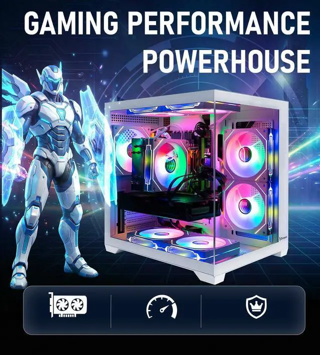 Alt view image 3 of 7 - Gaming PC Computer Desktop Ryzen 5 5500 up to 4.2GHz, GeForce GTX 1080 Ti 11GB GDDR5X, 16GB RAM, 1TB NVMe SSD, WiFi 6 & BT 5.4, Windows 11, 8× ARGB Fans, 650W PSU