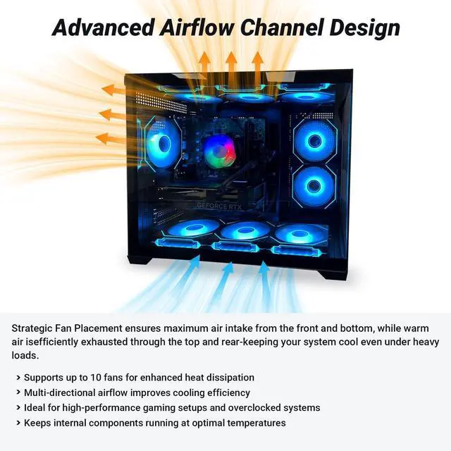 Alt view image 6 of 7 - Gaming PC Ryzen 7 5800X up to 4.7GHz, RTX 5060, 32GB RAM, 1TB NVMe SSD, WiFi 6 & BT5.4, 9× ARGB Fans, Windows 11 Pro, RGB Keyboard & Mouse, 650W PSU