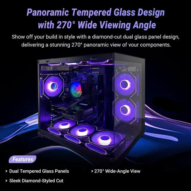 Alt view image 7 of 7 - Gaming PC Desktop Ryzen 7 5800X up to 4.7GHz, GeForce RTX 2080 8GB GDDR6, 16GB DDR4 RAM, 1TB NVMe SSD, WiFi 6 & BT 5.4, 9× ARGB Fans, 650W PSU, WIN11, RGB Keyboard & Mouse