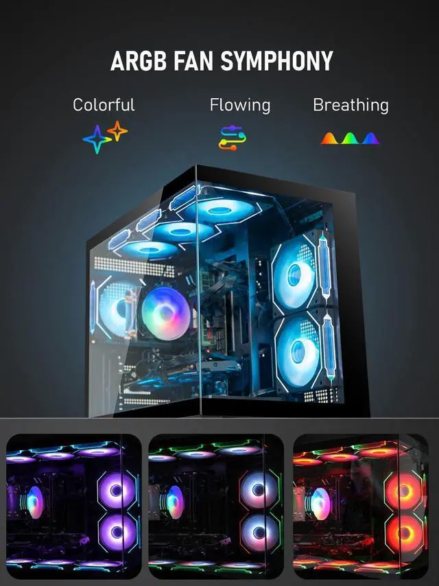 Alt view image 5 of 7 - Professional Workstation Gaming PC i7 Xeon E5 up to 3.2GHz, GeForce GTX Titan GDDR5, 16GB DDR4 RAM, 512GB M.2 SSD + 1TB HDD, WiFi 6 & BT 5.4, 9× ARGB Fans, 650W PSU, WIN11P