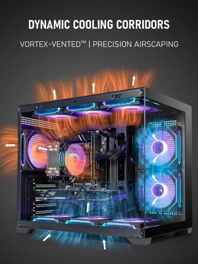 Alt view image 4 of 7 - Gaming PC Desktop Ryzen 7 5800X up to 4.7GHz, Radeon RX 6600 XT 8GB GDDR6, 16GB DDR4 RAM, 1TB NVMe SSD, WiFi 6 & BT 5.4, 9× ARGB Fans, 650W PSU, WIN11P, RGB Keyboard & Mouse