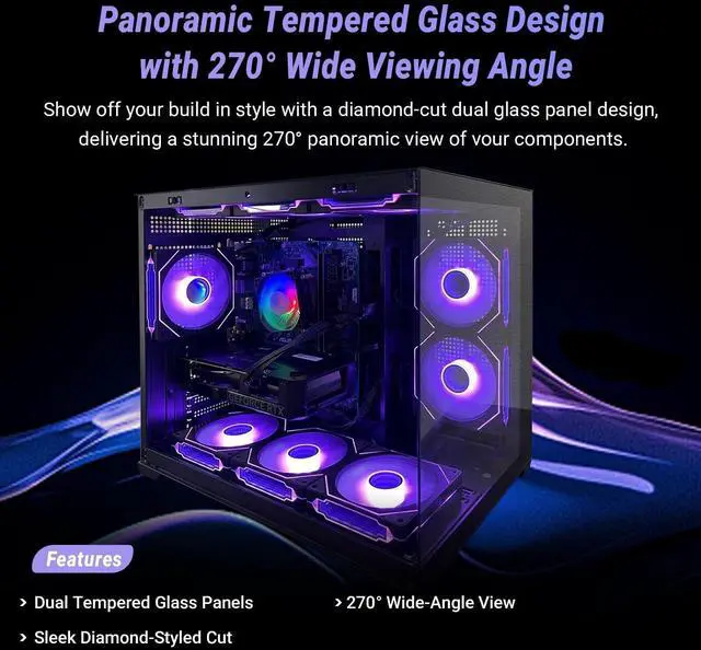 Alt view image 7 of 7 - Gaming PC Desktop Ryzen 7 5800X up to 4.7GHz, Radeon RX 6600 XT 8GB GDDR6, 16GB DDR4 RAM, 1TB NVMe SSD, WiFi 6 & BT 5.4, 9× ARGB Fans, 650W PSU, WIN11P, RGB Keyboard & Mouse