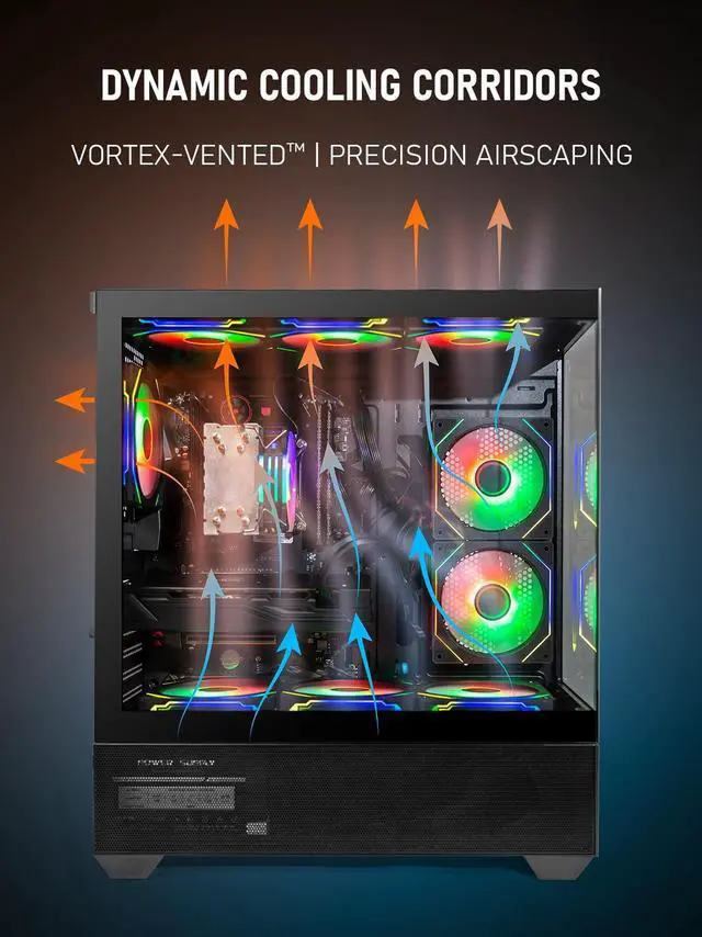 Alt view image 6 of 7 - Gaming PC Desktop Ryzen 7 5800X up to 4.7GHz, Radeon RX 5500 XT 8GB GDDR6, 16GB DDR4, 1TB NVMe SSD, Liquid Cooled, WiFi 6 & BT 5.4, 9X ARGB Fans, Windows 11, RGB Keyboard & Mouse