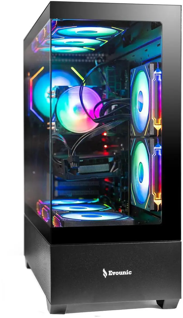 Alt view image 2 of 7 - Gaming PC Desktop Ryzen 7 5800X up to 4.7GHz, Radeon RX 5500 XT 8GB GDDR6, 16GB DDR4, 1TB NVMe SSD, Liquid Cooled, WiFi 6 & BT 5.4, 9X ARGB Fans, Windows 11, RGB Keyboard & Mouse