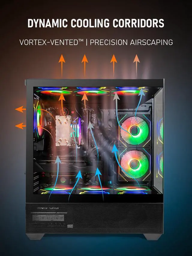 Alt view image 4 of 7 - Prebuilt Gaming PC Core i9-10980X up to 4.6GHz, GeForce RTX 4060 8GB GDDR6, 32GB DDR4, 1TB SSD, WiFi 6 & BT 5.4, 9X ARGB Fans, Windows 11, RGB Keyboard & Mouse