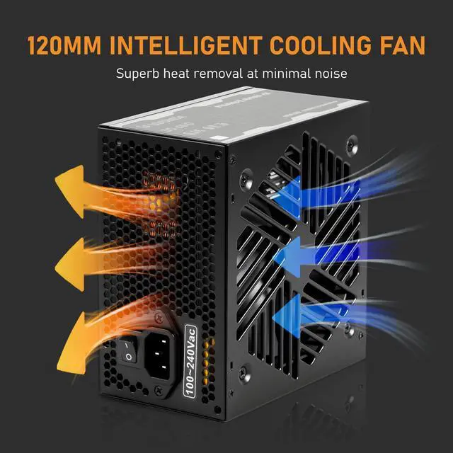Alt view image 3 of 5 - 1200W 80+ Fully Modular ATX Power Supply Gaming PSU with Active PFC, PCIe 6+2 Pin & EPS 8-Pin, 120mm Silent Fan, Multi-GPU Ready, High Watt Desktop Computer Power Supply