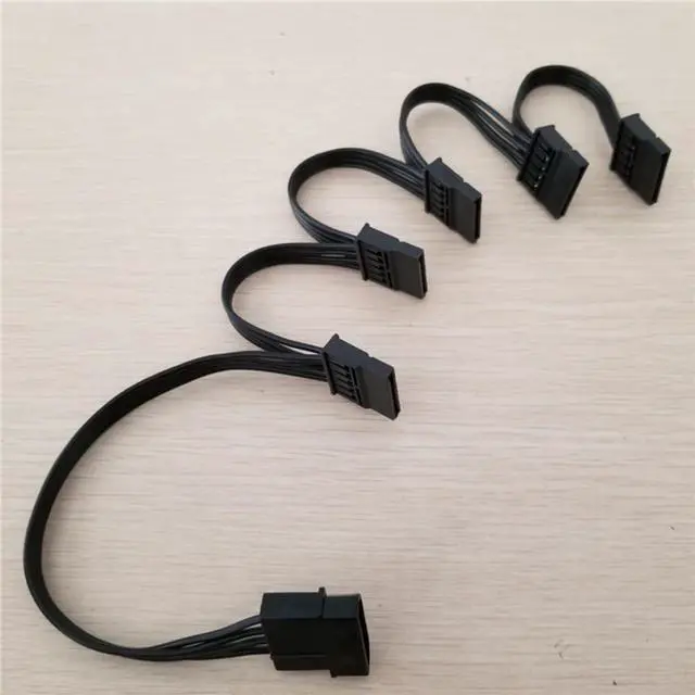Main image of 4Pin IDE Molex to 5-Port 15Pin SATA Power Cable Cord Lead 18AWG Wire For Hard Drive HDD SSD PC Server DIY Black