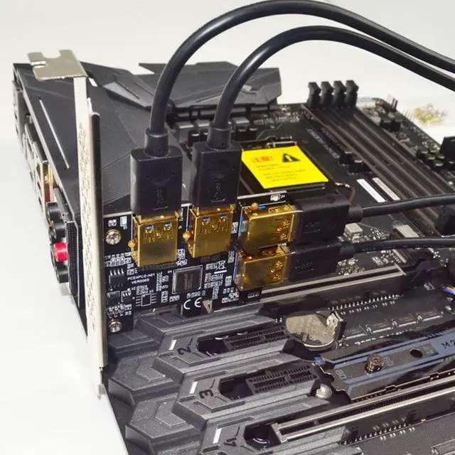 Alt view image 5 of 6 - PCI-E 1 to 4 USB3.0 Expansion Card+4XPCIE 1X to 16X Large 4Pin image Card Extension Cable Adapter Card for BTC Mining