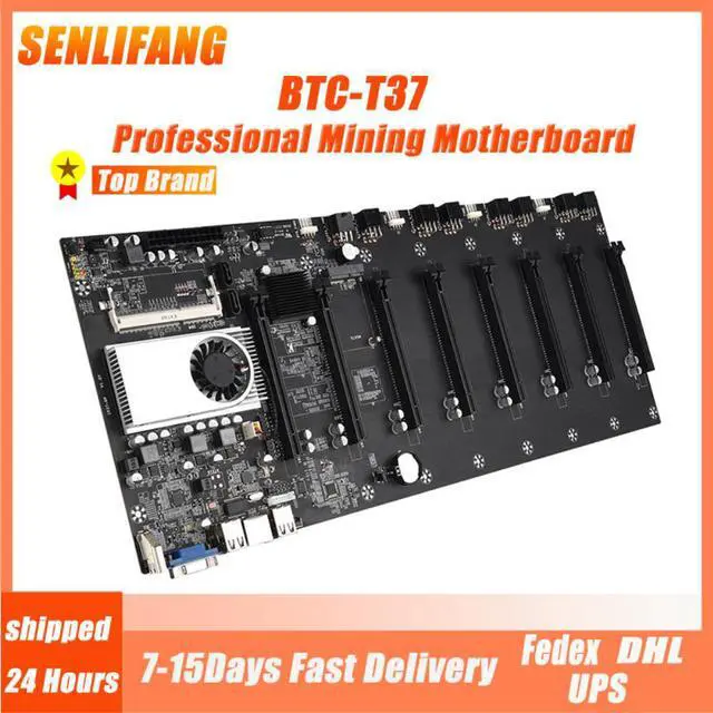 Main image of BTC-T37 Miner Motherboard CPU Set 8 Video Card Slot DDR3 Memory Integrated VGA Interface Low Power Consumption BTC-37 Mining