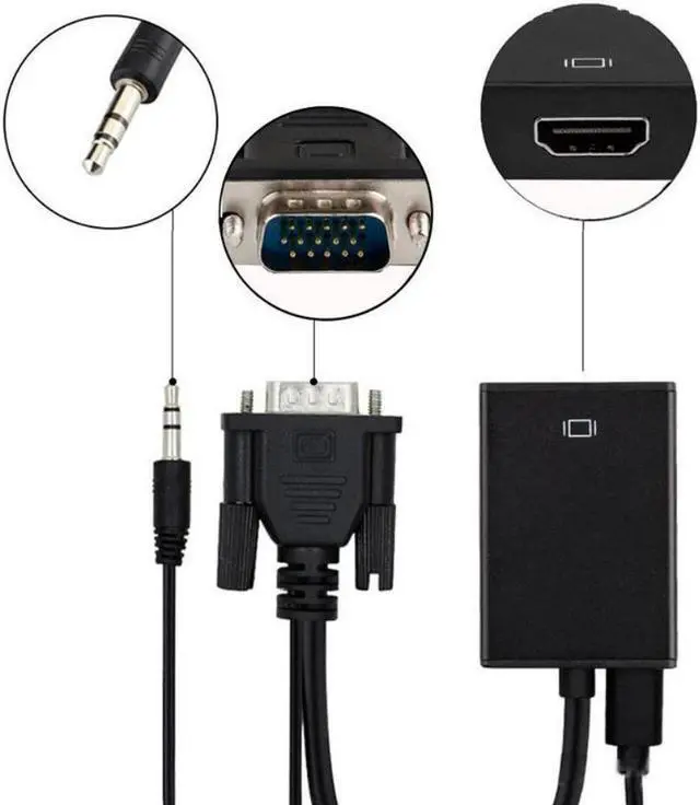 Alt view image 2 of 2 - VGA To HDMI-compatible Cable with Cable Audio Power 1080P VGA2hdmi Male To Female Adapter for PC Laptop To HDTV Projector