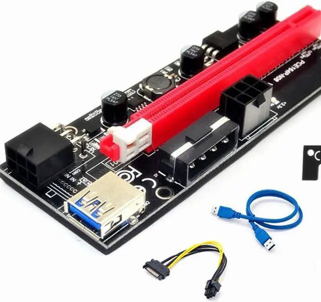 Alt view image 2 of 3 - PCI-E Pcie Riser 009 Express 1X 4x 8x 16x Extender PCI E USB Riser 009S GPU Dual 6Pin Adapter Card SATA 15pin for BTC Miner