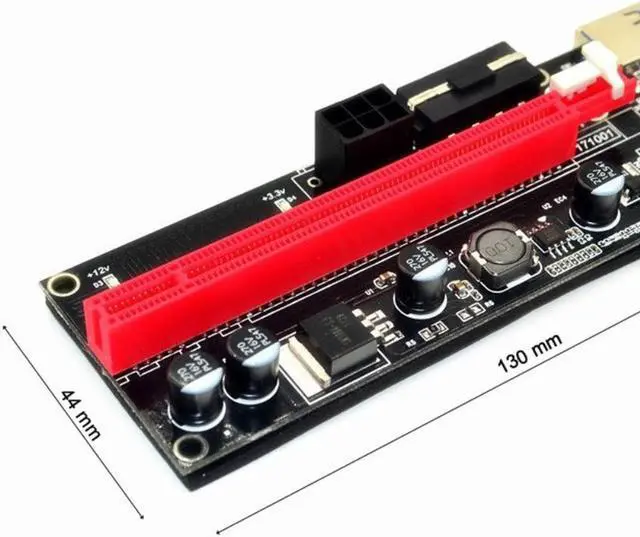 Alt view image 3 of 3 - PCI-E Pcie Riser 009 Express 1X 4x 8x 16x Extender PCI E USB Riser 009S GPU Dual 6Pin Adapter Card SATA 15pin for BTC Miner