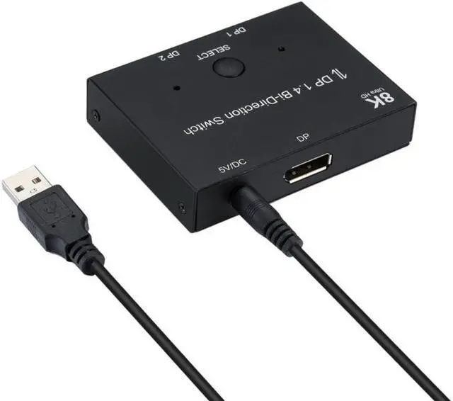 Alt view image 3 of 3 - Displayport 1.4 KVM Switch Splitter 8K@30Hz 4K@120Hz 1x2 or 2x1 Bi-direction Switch Splitter DP Converter for Source and Display