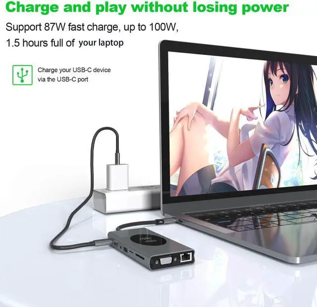 Alt view image 5 of 6 - Usb c hub tipo c para multi usb 3.0 hub hdmi-compatível adaptador vga doca para macbook pro huawei companheiro 30 USB-C 3.1 divisor