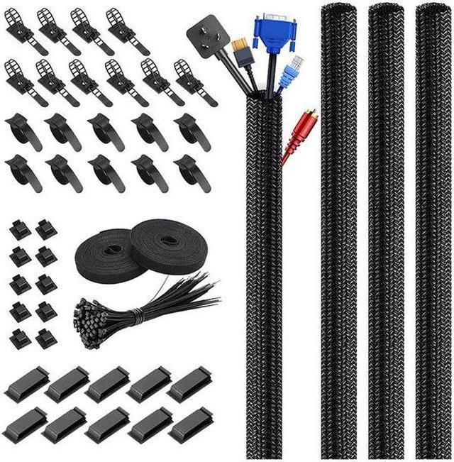 146Pcs Cable Management Cord Organizer Kit, Cable Sleeve Adhesive