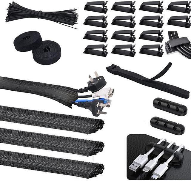 134Pcs Cable Management Kit,Cable Tubing Sleeve Silicone Cable