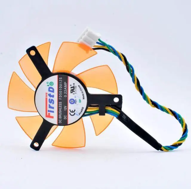 Main image of FD5010U12S 50x50x10mm Diameter 47mm, hole pitch 39mm DC 12V 0.22A 4pin cooling fan for 9400GT 9500G graphics card