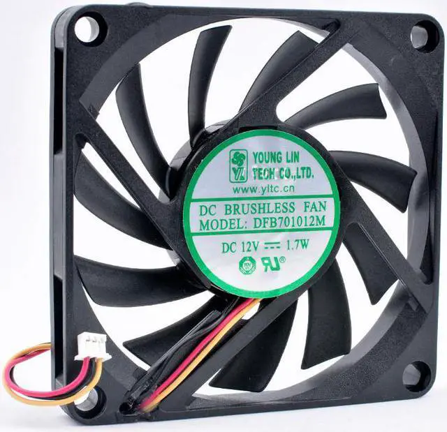 Main image of DFB701012M 7cm 70mm fan 70x70x10mm DC12V 1.7W 3 wires, double ball bearings, cooling fan for chassis power supply CPU