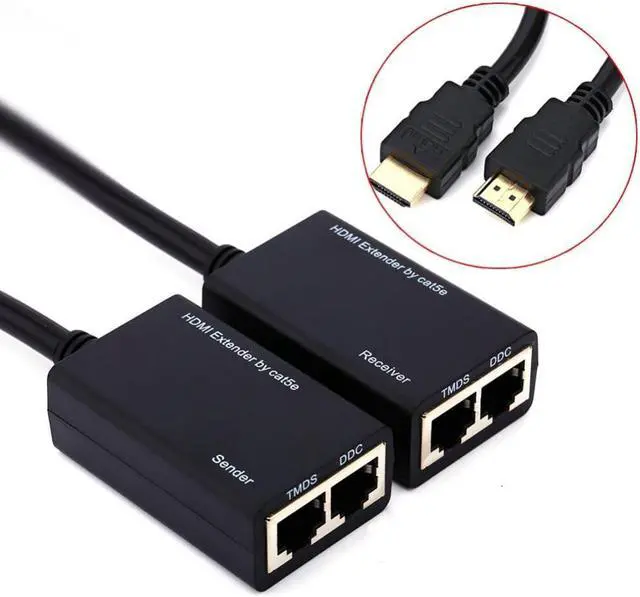 Main image of HDMI Extender Over RJ45 CAT5e CAT6 Cable UTP LAN Ethernet Balun Extender Repeater Cable