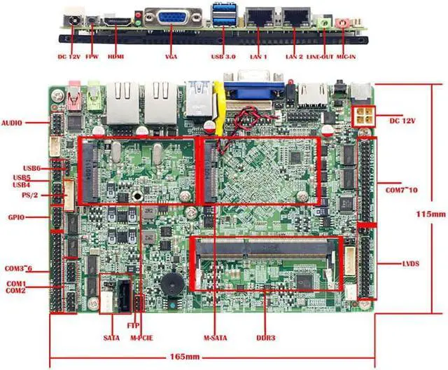 Main image of Fanless J1900 CPU 3.5" IPC SBC Embedded Motherboard Baytrail Mainboard with 6*COM 2*Giga NTWRK LVDS USB 3.0 Port