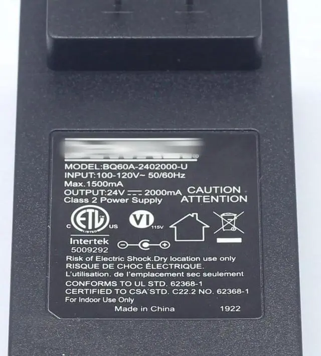 Main image of OIAGLH BQ60A-2402000-U 24V--2000MA 5.5mm external diameter power adapter For audio amplifier TV audio charger