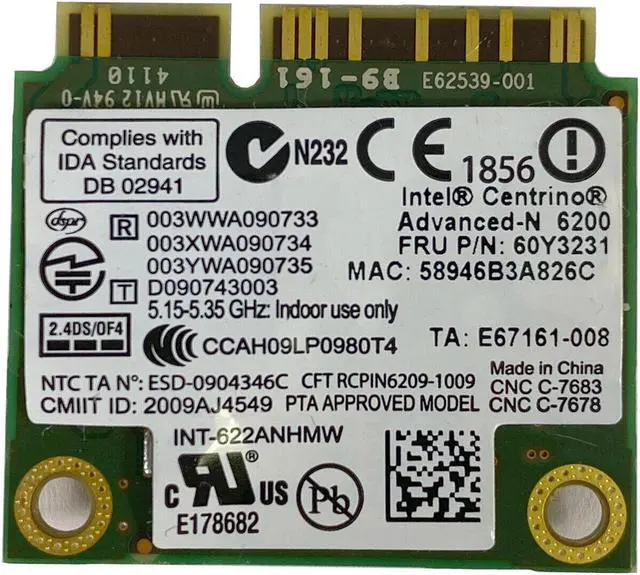 Alt view image 4 of 4 - Intel 622ANHU Advanced-N Wi-Fi Card 60Y3231 for Lenovo T410 T420 Laptop