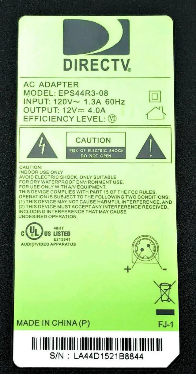 Alt view image 4 of 4 - Genuine DirecTV EPS44R3-08 Power Supply AC DC Adapter 12V 4A EPS44R3-15 OEM