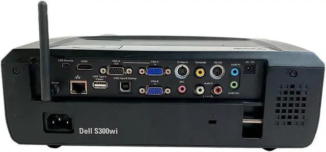 Alt view image 2 of 7 - Dell S300wi DLP Projector Short-Throw Widescreen 1280x800 HD 1080p WXGA 3D HDMI Interactive Wireless with Accessories Bundle (Power Cable, HDMI Cable, Remote)