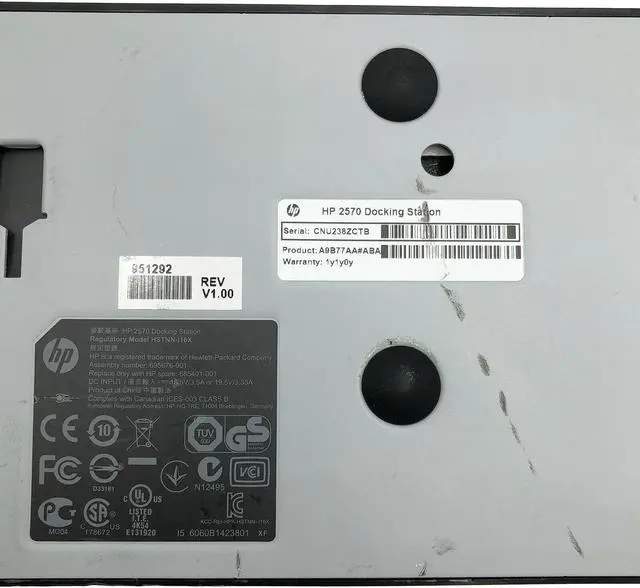 Alt view image 4 of 4 - Genuine HP Docking Station for EliteBook 2540p 2560p 2570p Laptop No Adapter
