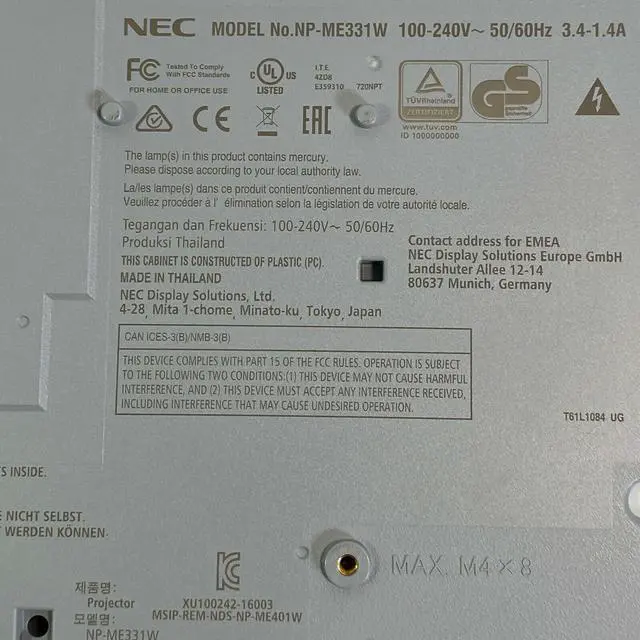 Alt view image 3 of 7 - NEC ME331W 3LCD Projector WXGA 3300 ANSI Full HD Crestron HDMI USB w/Bundle Renewed Lamp