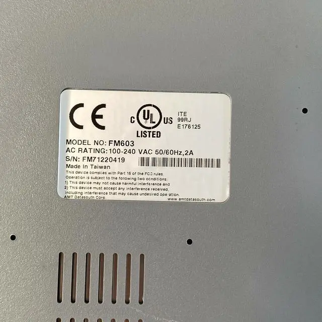 Alt view image 7 of 7 - AMT Datasouth Fastmark FM603 Thermal Transfer Label Printer 300Dpi