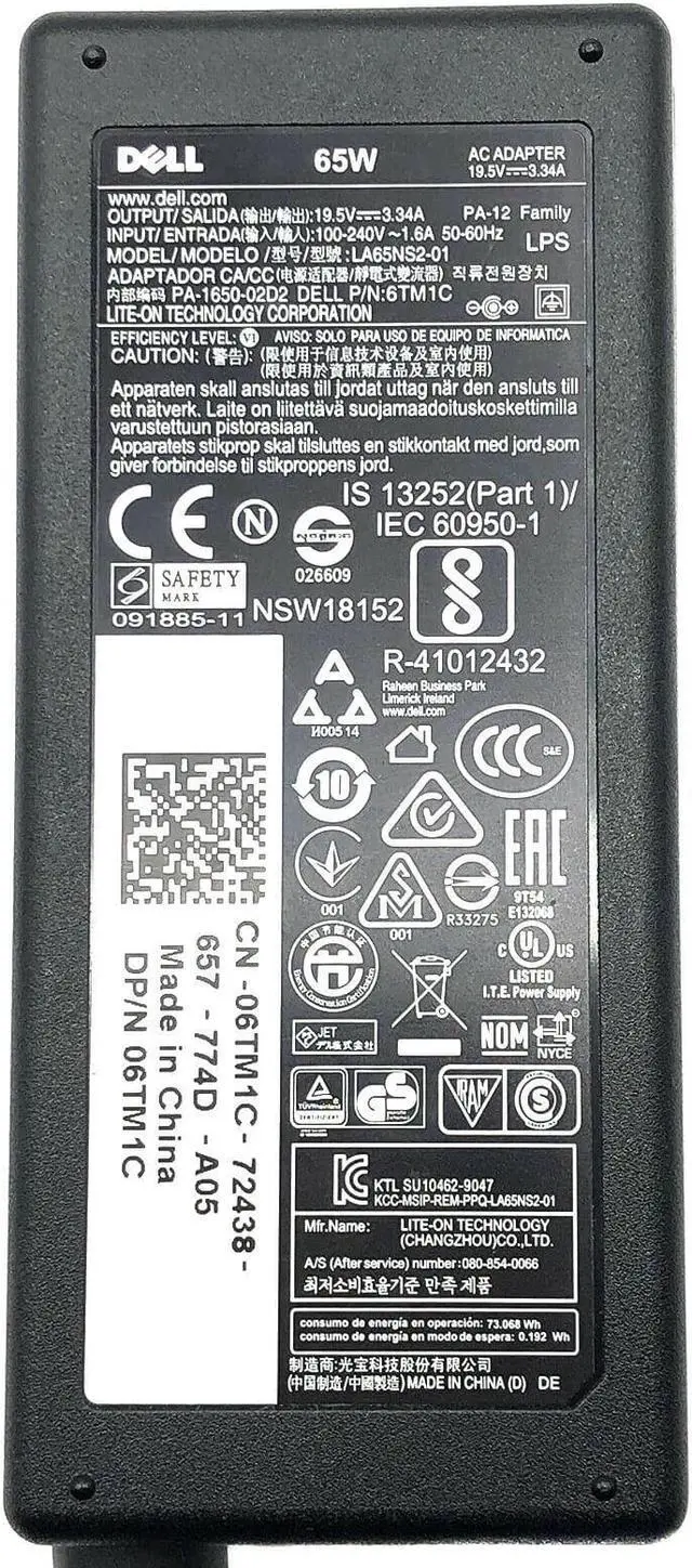 Alt view image 2 of 6 - Genuine Dell AC Power Supply Adapter For Dell Latitude E5550 E5500 Laptop
