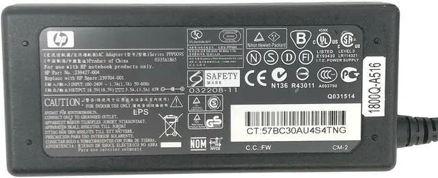 Alt view image 4 of 4 - Genuine HP 65W AC Adapter 18.5V 3.5A B65602-001 DC359A DC359A#ABA w/Cord OEM
