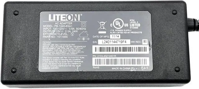 Alt view image 4 of 4 - NEW Liteon PB-1240-6SA1 AC Adapter Charger 2103-40212401R 12V 2A W/Cord