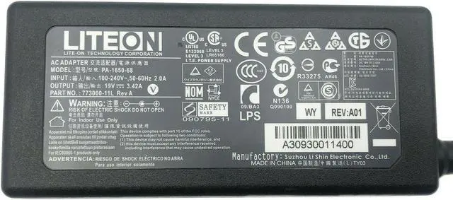 Alt view image 4 of 4 - Genuine 65W Liteon PA-1650-68 AC Adapter 19V 3.42A Charger 773000-11L w/PC OEM