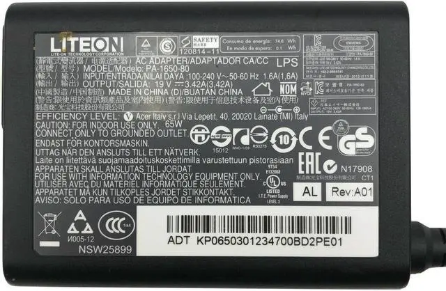 Alt view image 4 of 4 - Genuine 65W Liteon PA-1650-80 AC Adapter Charger for Acer 19V 3.42A w/PC OEM