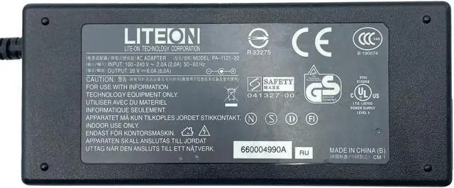 Alt view image 4 of 4 - Lite-On PA-1121-22 AC Adapter 20V 6A Power Charger 120W W/P.Cord OEM