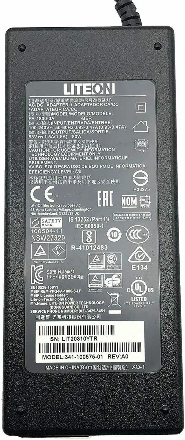Alt view image 2 of 5 - Genuine Liteon PA-1800-3A AC/DC Adapter 53V 1.5A Power Supply 80W OEM
