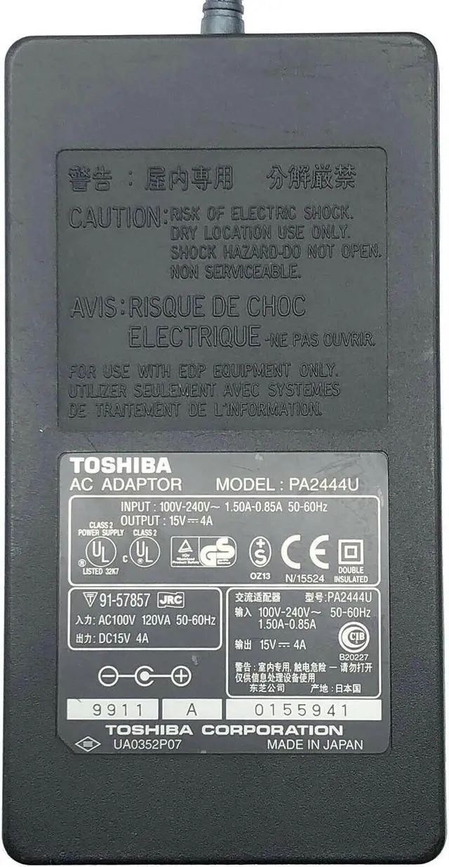Alt view image 3 of 3 - Genuine Toshiba PA2444U 60W 15V 4A AC Adapter Laptop Power Supply No Cord OEM