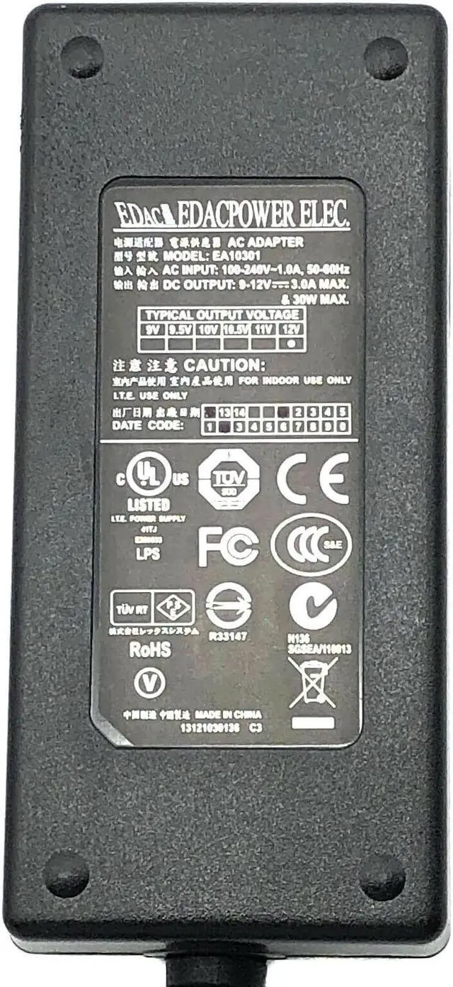 Alt view image 4 of 4 - Genuine Edac Power Adapter for Sony BRC-300 SVR-S500 AC-NB12A AC-E1215 w/Cord