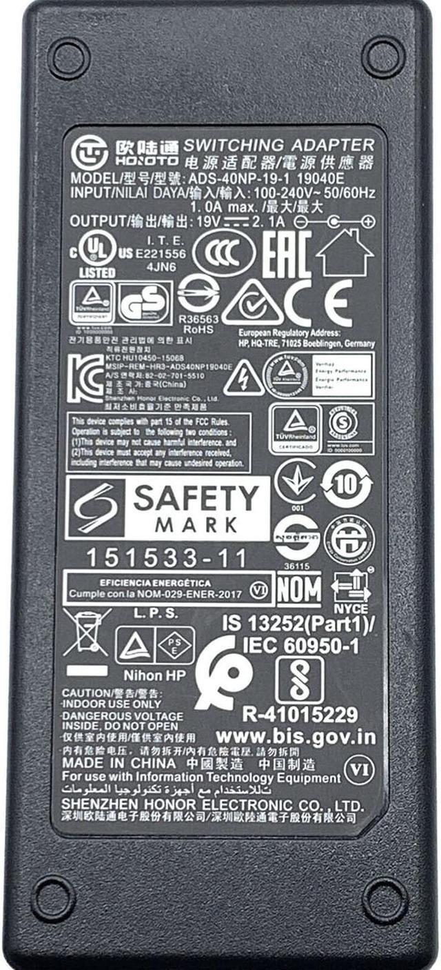 Alt view image 5 of 5 - Genuine Hoioto ADS-40NP-19-1 19040E AC/DC Power Supply Adapter 19V 2.1A 40W w/PC
