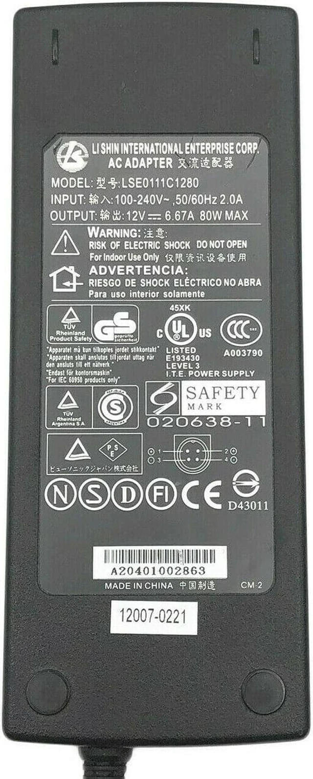 Alt view image 4 of 4 - Genuine Li Shin AC Adapter For ViewSonic VX2000 LCD Monitor Charger 4 Pin w/PC